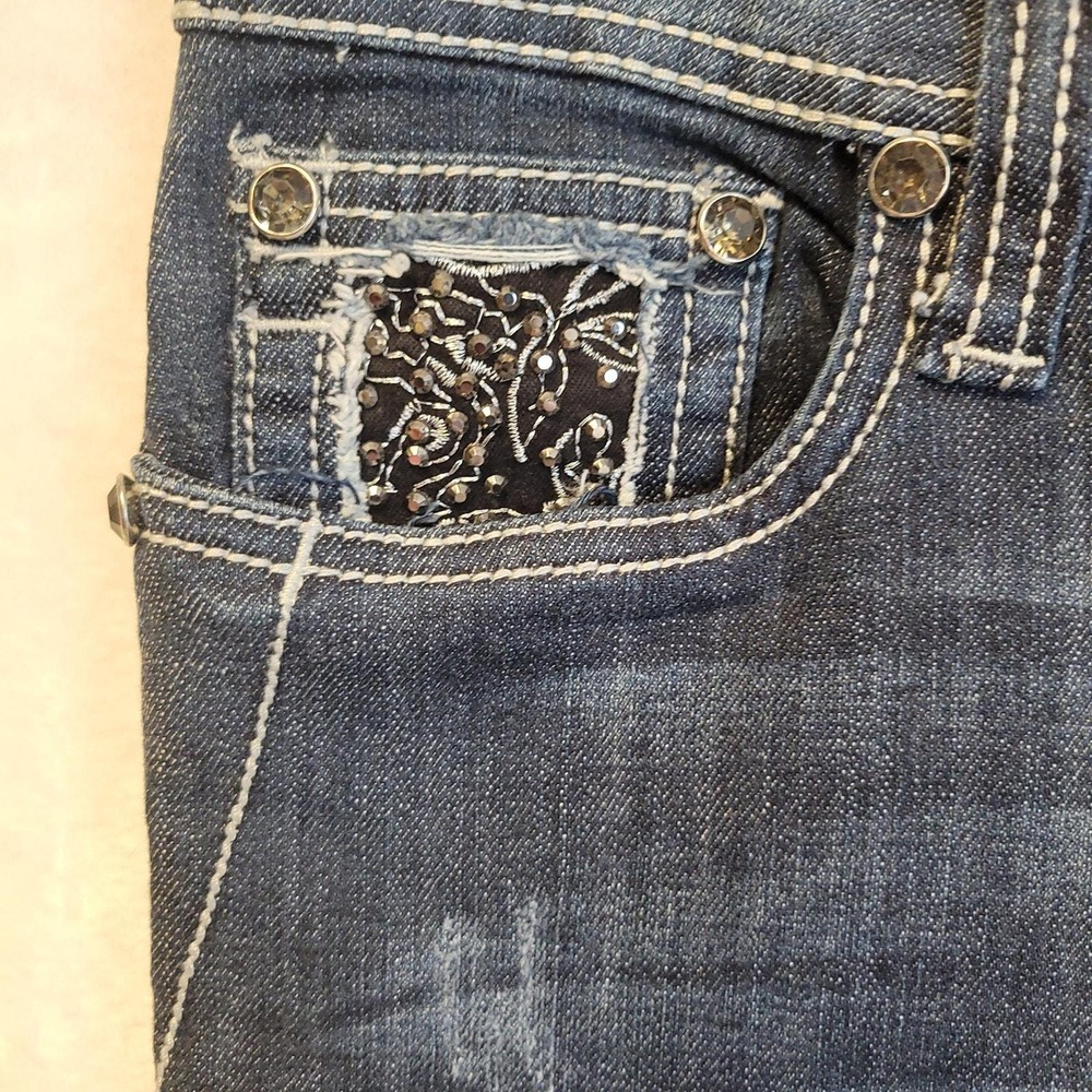 Vintage Y2K LA Idol Bling Jeans Women's‎ Western Low Rise 90s Rhinestone Size 11 - Picture 5 of 10